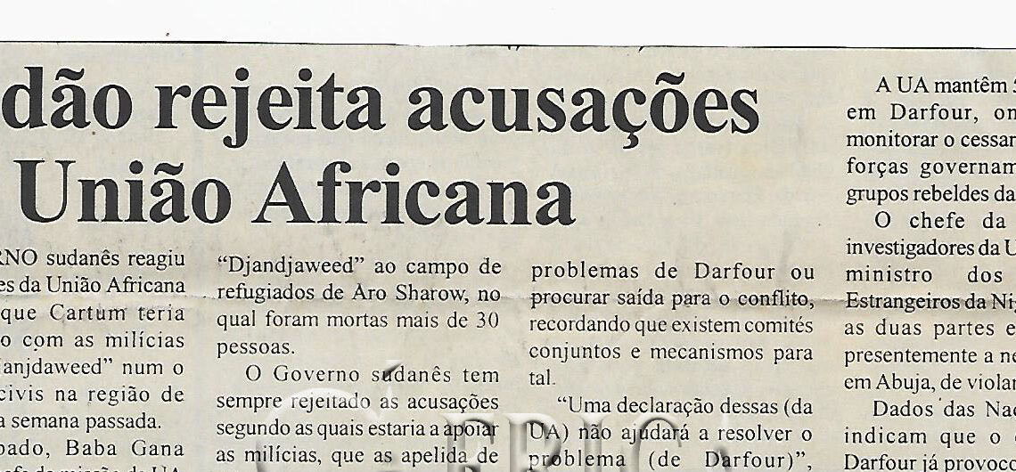 Sudão rejeita acusações da União Africana – 04 de Outubro de 2005 (Notícias)