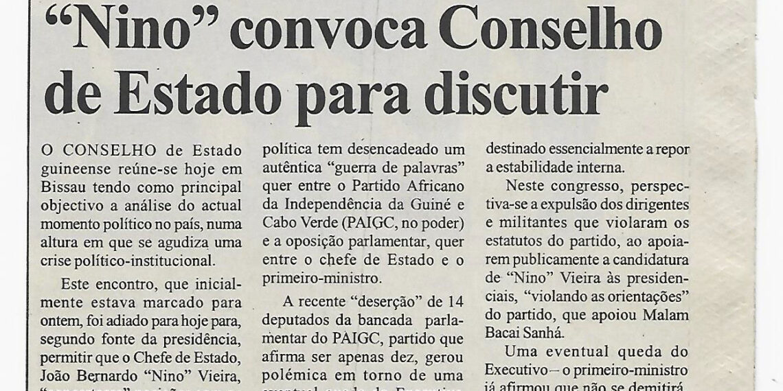 Crise político-institucional na Guiné-Bissau: “Nino” convoca Conselho de Estado para discutir – 25 de Outubro de 2005 (Notícias)