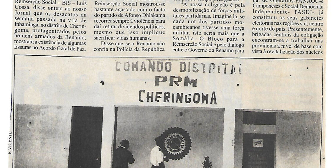 Em Inhambane – Bloco para a Reinserção Social (BIS) condena desacatos – 18 de Agosto de 2004