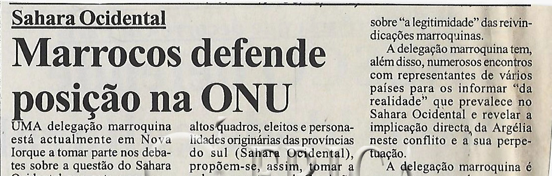 Sahara Ocidental: Marrocos defende posição na Organização das Nações Unidas (ONU) – 06 de Outubro de 2005 (Notícias)