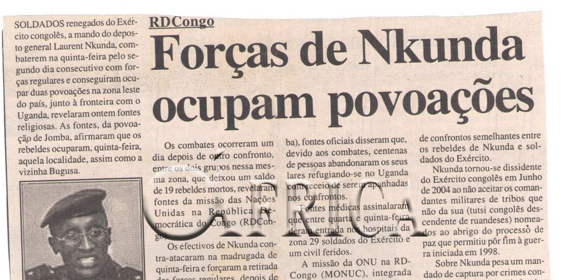 República Democrática do (RD) Congo: Forças de Nkunda ocupam povoações – 30 de Dezembro de 2006 (Notícias)