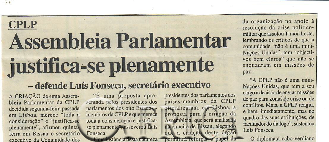 CPLP: Assembleia Parlamentar justifica-se plenamente – 15 de Julho de 2006 (Notícias)