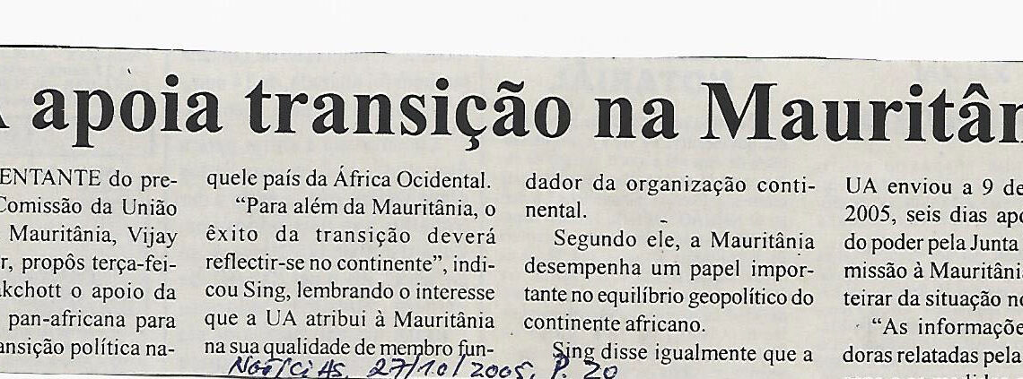 UA apoia transição na Mauritânia – 27 de Outubro de 2005 (Notícias)