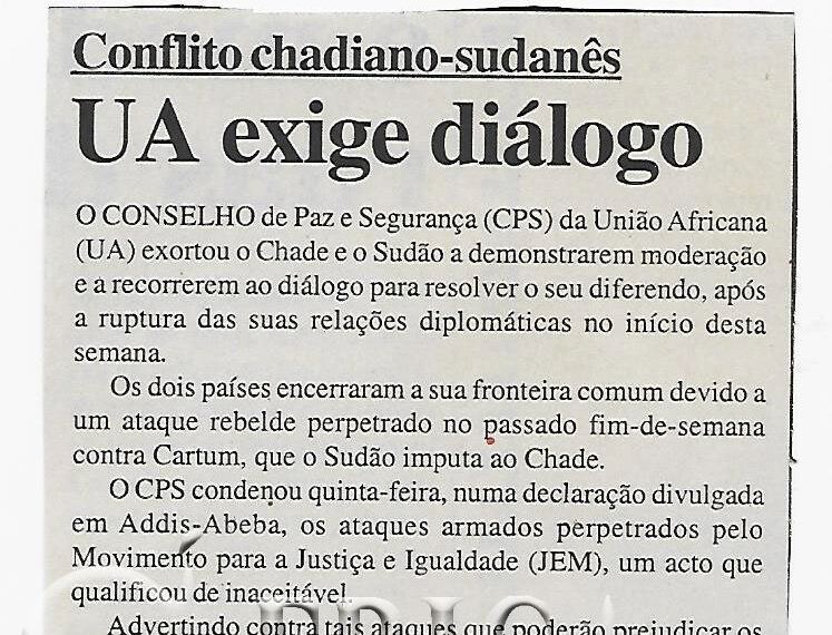Conflito chadiano-sudanês: União Africana exige diálogo – 17 de Maio de 2008 (Notícias)