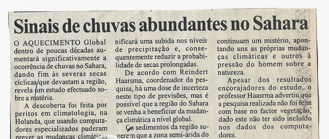 Sinais de chuvas abundantes no Sahara – 20 de Setembro de 2005 (Notícias)