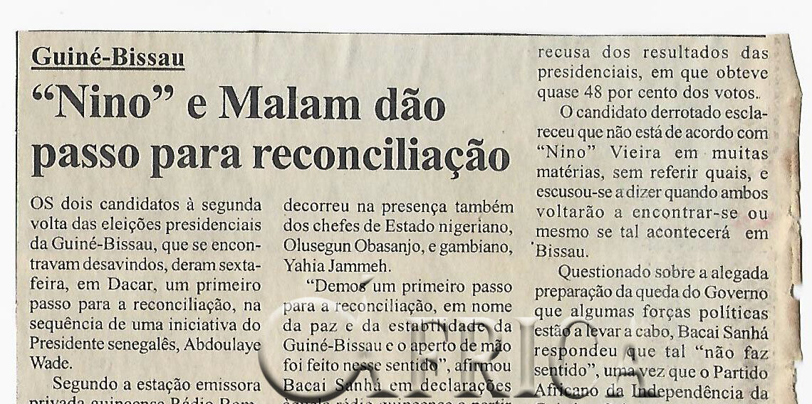 Guiné-Bissau: “Nino” e Malam dão passo para reconciliação – 24 de Outubro de 2005