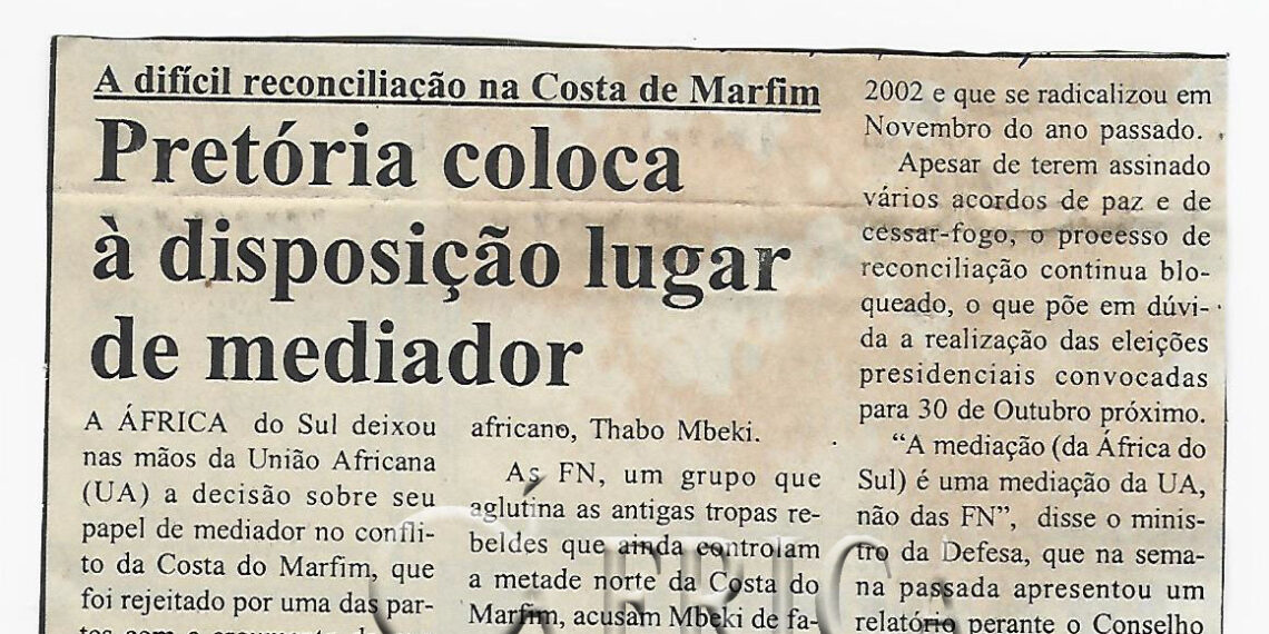 A difícil reconciliação na Costa do Marfim: Pretória coloca à disposição lugar de mediador – 06 de Setembro de 2005