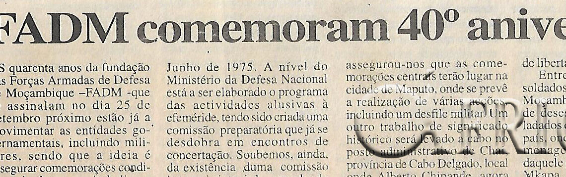 Forças Armadas de Defesa de Moçambique (FADM) comemoram 40º aniversário em festa – 14 de Agosto de 2004 (Notícias)