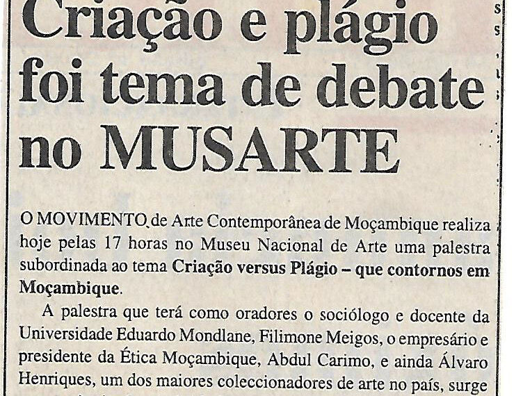 Criação e plágio foi tema de debate no Museu Nacional de Arte (MUSARTE) – 27 de Agosto de 2004 (Notícias)