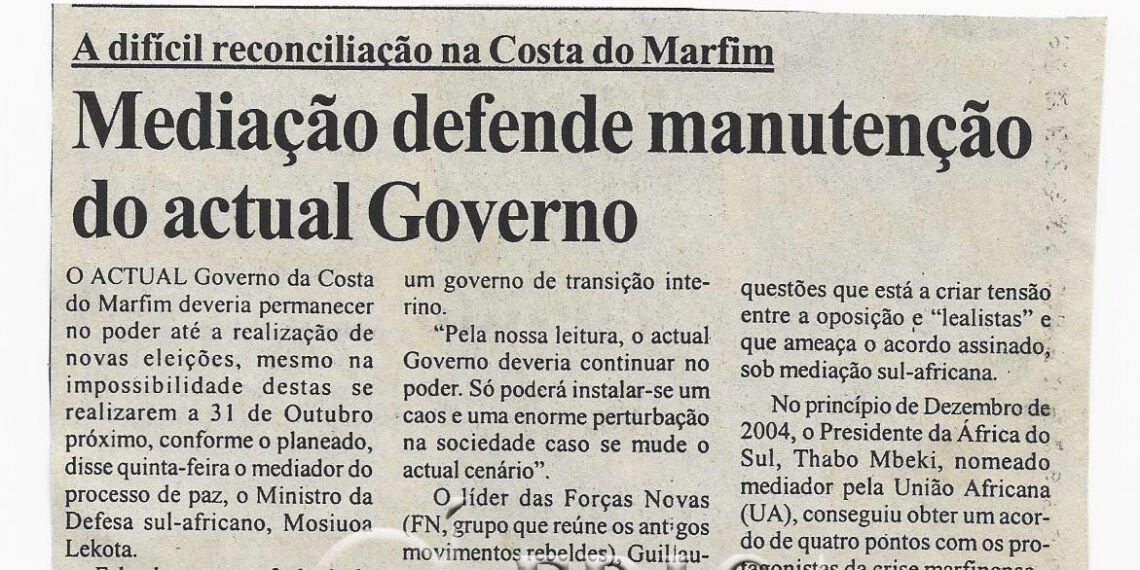 A difícil reconciliação na Costa do Marfim: Mediação defende manutenção do actual Governo – 17 de setembro de 2006 (Notícias)