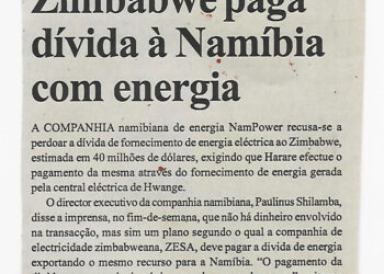 Zimbabwe paga dívida à Namíbia com energia – 24 de Janeiro de 2008 (Notícias)