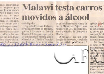 Malawi testa carros testa carros movidos a álcool – 08 de Janeiro de 2007 (Notícias)
