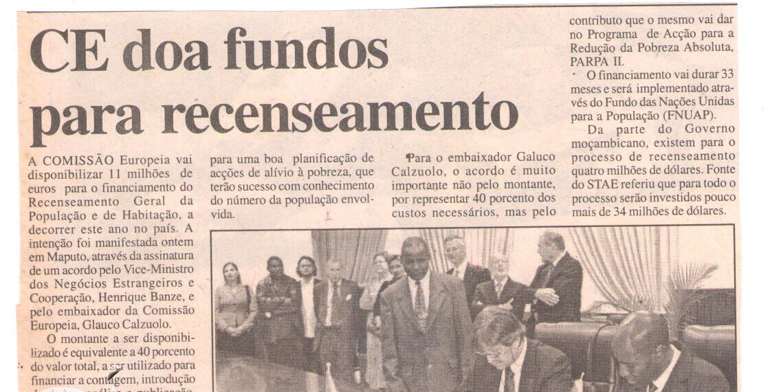 Comissão Europeia (CE) doa fundos para recenseamento – 25 de Maio de 2007 (Notícias)