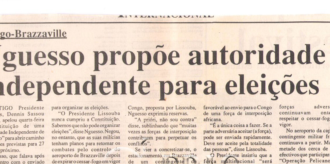 Congo-Brazzaville: Nguesso propõe autoridade independente para a eleições – 20 de Junho de 1997 (Notícias)