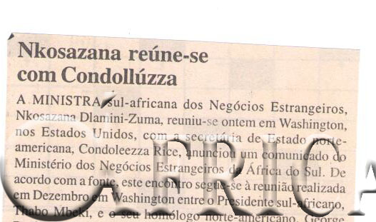Nkosazana reúne-se com Condollúzza – 08 de Janeiro de 2007 (Notícias)
