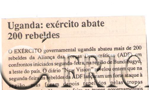 Uganda: exército abate 200 rebeldes – 20 de Junho de 1997 (Notícias)