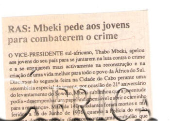 República da África do Sul (RSA): Mbeki pede aos jovens para combaterem ao crime – 19 de Junho de 1997 (Notícias)