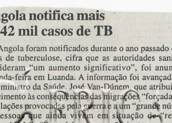 Angola notifica mais de 42 mil casos de TB – 27 de Março de 2008 (Notícias)