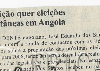 Oposição quer eleições simultâneas em Angola – 10 de Setembro de 2005 (Notícias)
