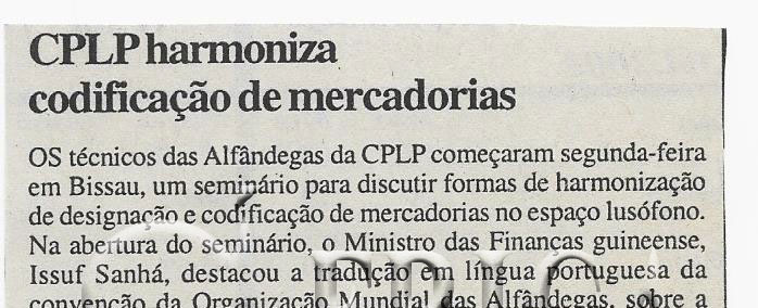 CPLP harmoniza codificação de mercadorias – 09 de Abril de 2008 (Notícias)