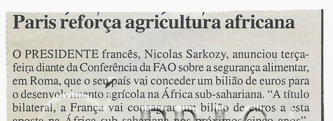 Paris reforça agricultura africana – 05 de Junho de 2008 (Notícias)