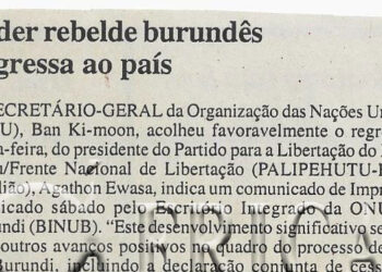 Líder rebelde burundês regressa ao país – 02 de Junho de 2008 (Notícias)