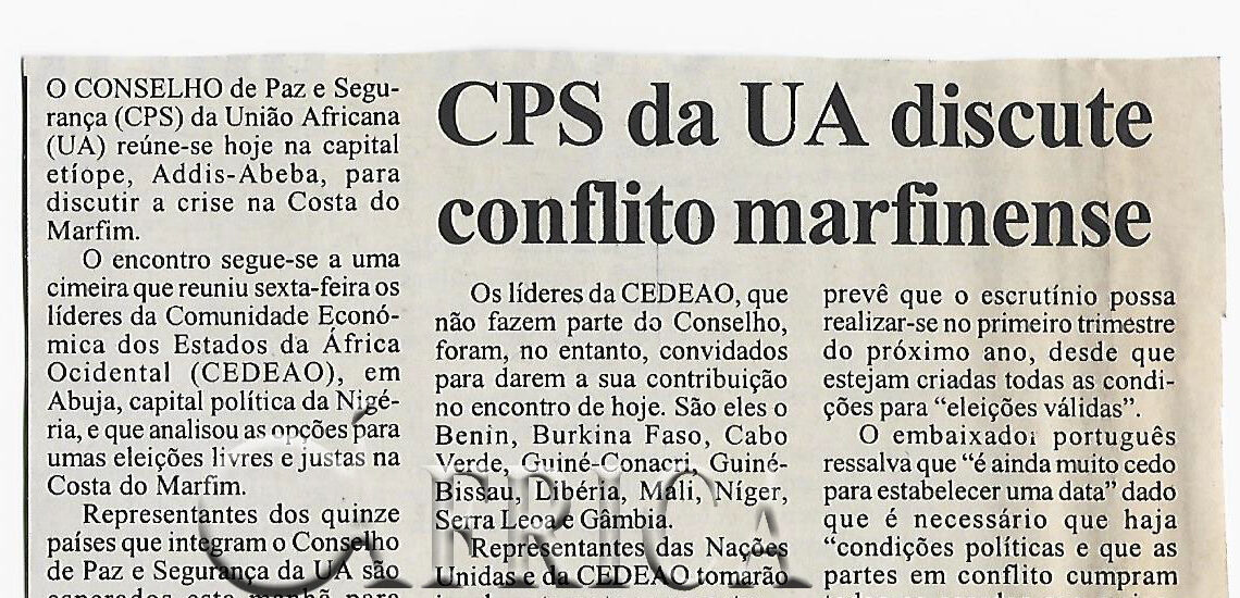 CPS da UA discute conflito marfinense – 06 de Outubro de 2003 (Notícias)
