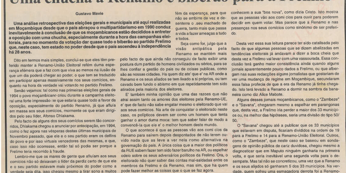 Uma chucha à Renamo e beberão para a Frelimo – 7 de Dezembro de 2003