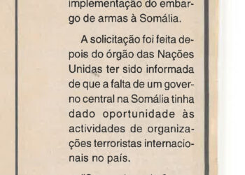 Organização das Nações Unidas (ONU) quer maior apoio ao embargo de armas à Somália – 7 de Dezembro de 2003