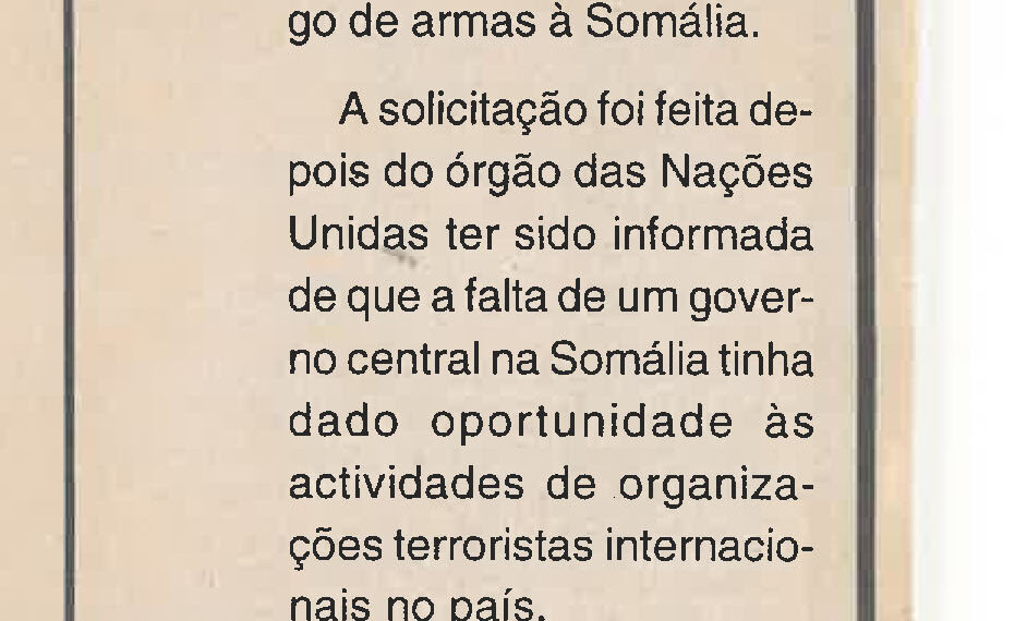 Organização das Nações Unidas (ONU) quer maior apoio ao embargo de armas à Somália – 7 de Dezembro de 2003