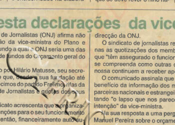 Organização Nacional de Jornalistas (ONJ) contesta declarações da vice-ministra – 22 de Dezembro de 1995