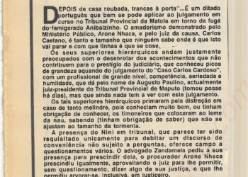 Senhores da Justiça Não deixem morrer a esperança – 07 de Fevereiro de 2003