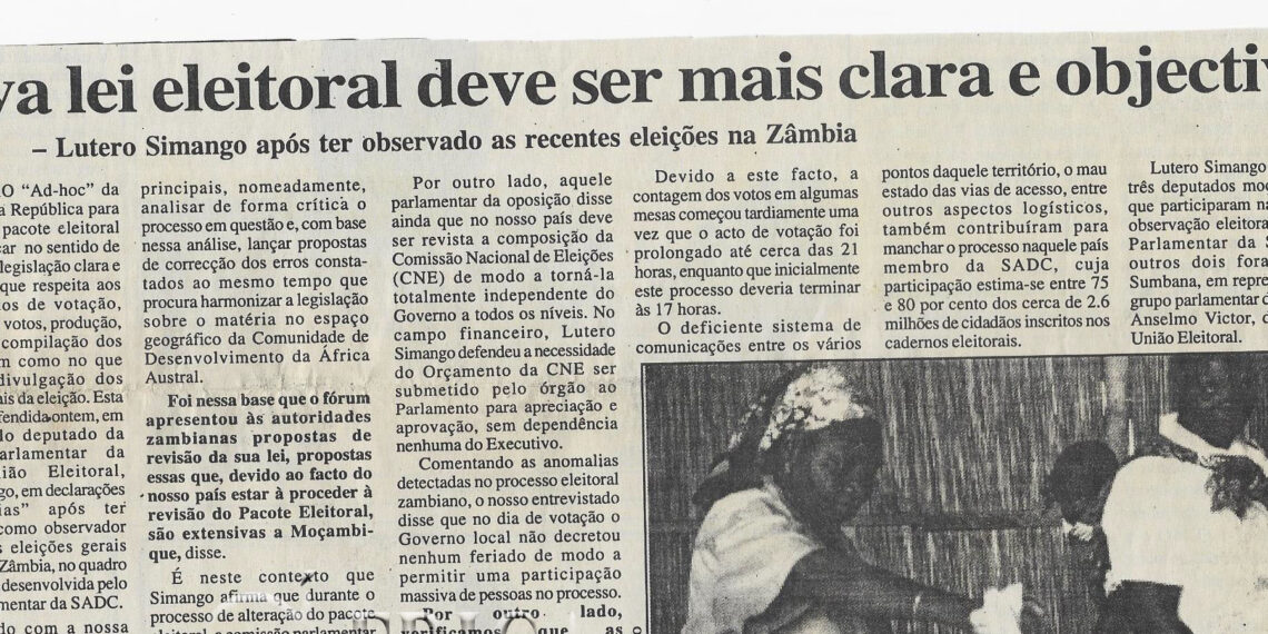 Nova lei eleitoral deve ser mais clara e objectiva – Lutero Simango após ter observado as recentes eleições na Zâmbia – 05 de Janeiro de 2002