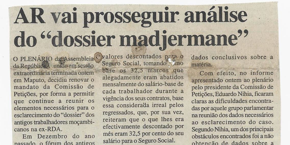 AR vai prosseguir análise do “dossier madjermane” – 21 de Setembro de 2002