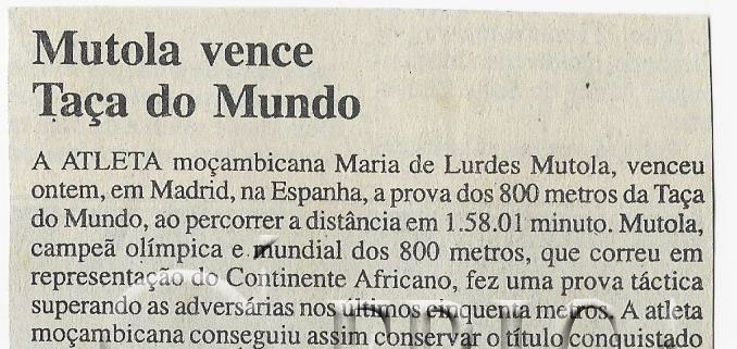 Mutola vence Taça do Mundo – 21 de Setembro de 2002