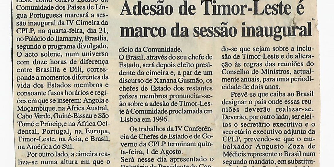 IV Cimeira da CPLP: Adesão de Timor-Leste é marco da sessão inaugural – 29 de Julho de 2002