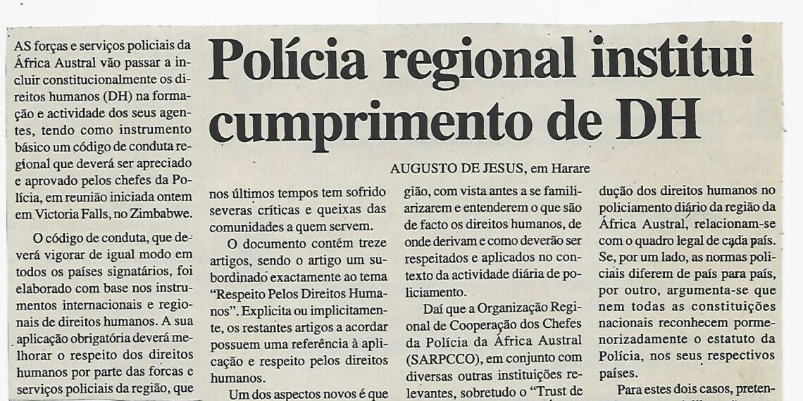 Polícia regional institui cumprimento de DH – 17 de Setembro de 2002