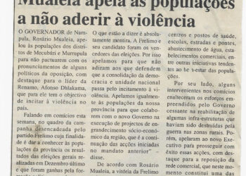 Em Murrupula e Mecubúri: Mualeia apela às populações a não aderir à violência – 16 de Fevereiro de 2000