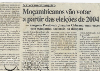 A viver no estrangeiro: Moçambicanos vão votar a partir das eleições de 2004 – assegura Presidente Joaquim Chissano, num encontro com estudantes nacionais na diáspora – 08 de Janeiro de 2000