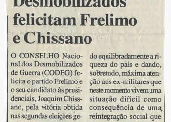 Desmobilizados felicitam Frelimo e Chissano – 11 de Fevereiro de 2000