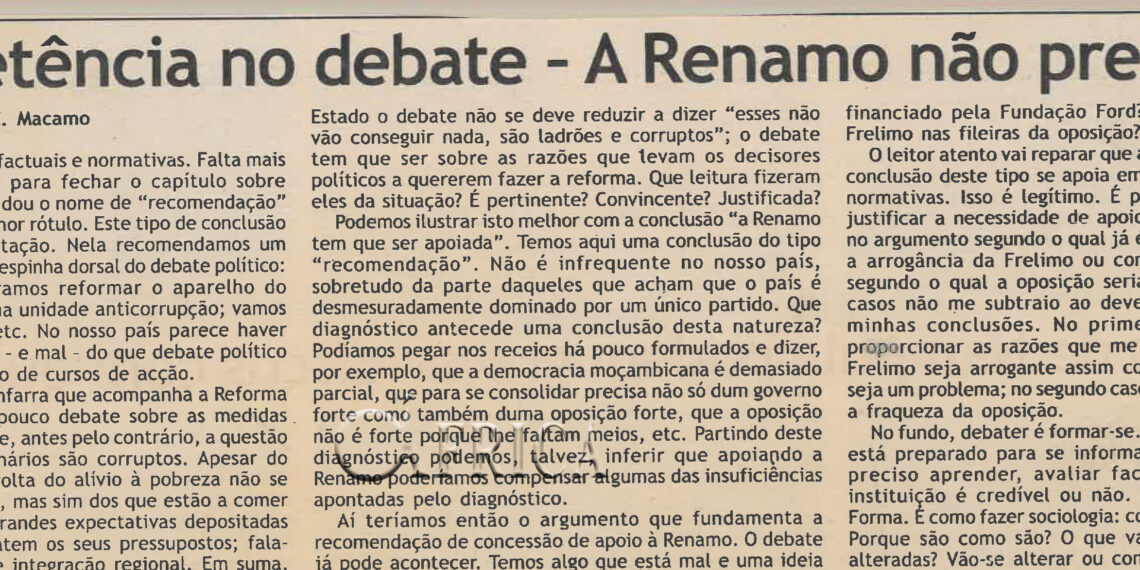 Competência no debate – A Renamo não presta (6) -12 de Maio de 2004