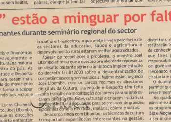 “Culturas” estão a migrar por faltas de meios – reconhecem governantes durante o seminário regional do sector – 07 de Julho de 2004