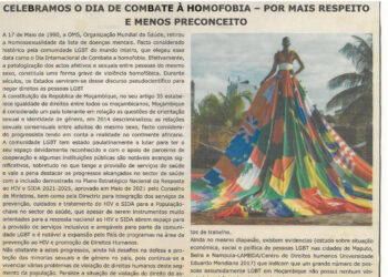 CELEBRAMOS O DIA DE COMBATE À HOMOFOBIA – POR MAIS RESPEITO E MENOS PRECONCEITO – 20 de Maio de 2022