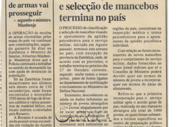 Serviço militar: Classificação e selecção de mancebos termina no país – 26 de Outubro de 2000