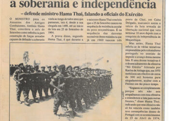 Forças Armadas de Defesa de Moçambique (FADM) devem defender a soberania e a independência – defende ministro Hama Thai, falando a oficiais do Exército – 26 de Setembro de 2001