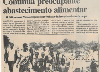 Ainda o incêndio no paiol na Beira: Continua preocupante abastecimento alimentar  – O Governo de Manica disonibiliza 640 chapas de zinco e cinco fardos de roupa – 05 de Novembro de 2002